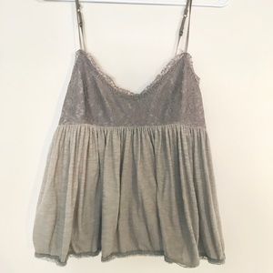 American Eagle Grey Lace Peplum Top